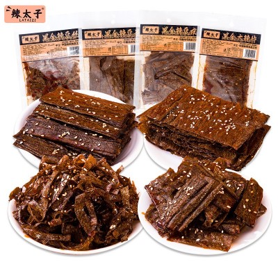 辣太子黑金辣条组合湖南特产网红大辣片豆皮豆卷豆丝追剧解馋小吃 1包图5