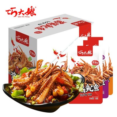 巧大娘酱爆鱿鱼16g 湖南特产麻辣零食小吃整盒休闲食品香辣鱿鱼 1盒