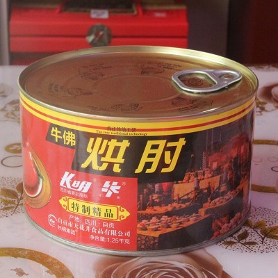 长明四川自贡特产牛佛烘肘猪蹄猪肉罐头熟食卤味猪肘子1250g2听图2