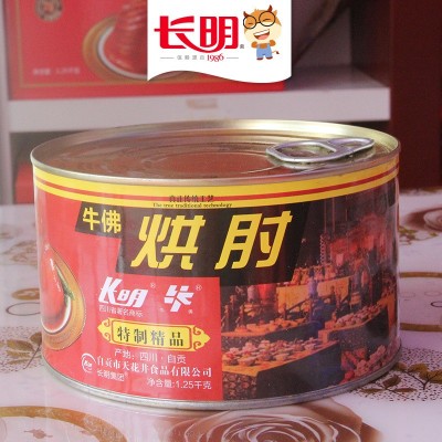 长明四川自贡特产牛佛烘肘猪蹄猪肉罐头熟食卤味猪肘子1250g2听图3