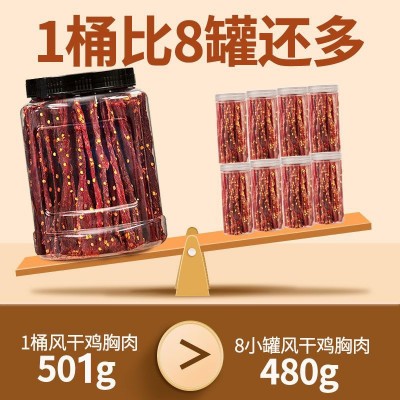 风干鸡肉干大罐手撕辣鸡胸肉干健身休闲鸡肉零食即食麻辣食品批發1罐图2