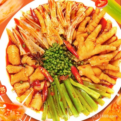 椒麻大杂烩无骨鸡爪鸡翅三角骨脆骨即食麻辣零食批发四川食 品批發1罐图3