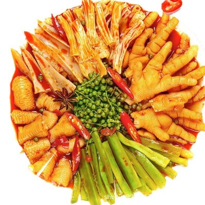 椒麻大杂烩无骨鸡爪鸡翅三角骨脆骨即食麻辣零食批发四川食 品批發1罐图4