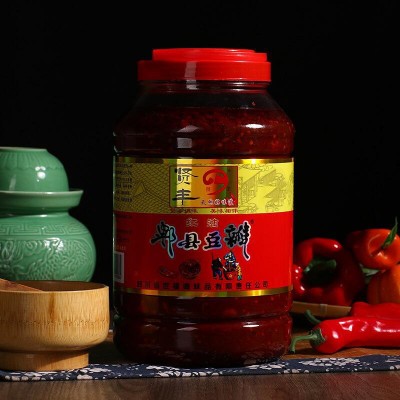 豆瓣川菜调料厂家批发四川贤丰红油郫县豆瓣酱辣椒酱4公斤装1瓶图2
