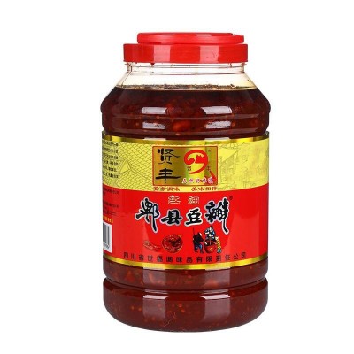 豆瓣川菜调料厂家批发四川贤丰红油郫县豆瓣酱辣椒酱4公斤装1瓶图5
