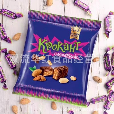 紫皮糖KND巧克力味夹心糖100g 整件24袋500g紫皮糖15袋