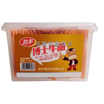劲丰 博士牛筋味调味面制品 素牛筋辣条麻辣零食批发 1盒=50小袋3盒图3