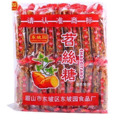 四川眉山特产东坡园苕丝糖袋装红薯糖传统糕点零食小吃绍勺丝糖3袋图4