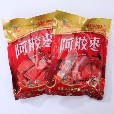 沧州现货阿胶枣480g厂家批发休闲零食金丝小枣无核蜜枣红枣即食1袋