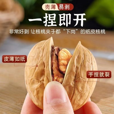 【代发】185纸皮核桃 500g新疆薄皮核桃休闲干果零食手剥原味大核2袋图3