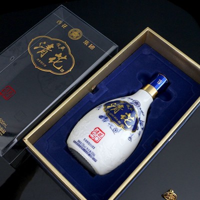 杏花青花50清香型53度礼盒瓶装白酒青花瓷醇香手工酿1箱