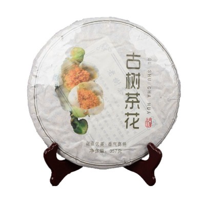 新花 普洱古树茶 古茶树 茶花 357克茶花饼茶 花茶 1个图5