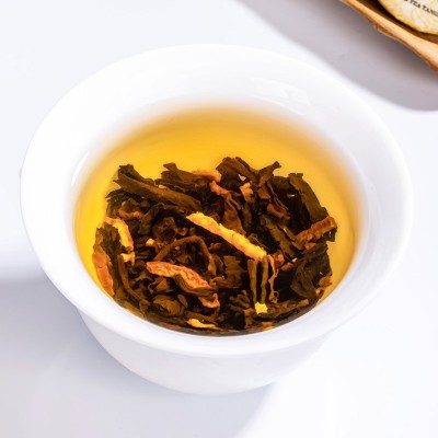 陈皮普洱 熟茶小茶饼 云南柑普茶叶老陈皮+老普洱小圆饼250克 1件图4