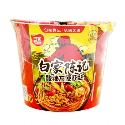 白家陈记 桶装酸辣粉丝108gX12桶/箱 还有肥肠味 2箱