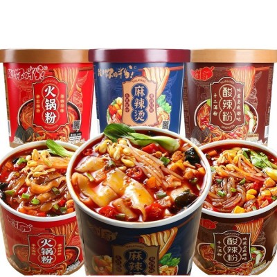 剑蜀火锅粉桶麻烦烫装冲泡酸辣粉速食红薯宽湿鲜粉粗粉牛油火锅味 1箱图5
