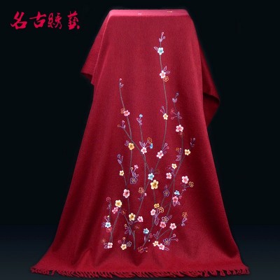 手工苏绣新娘披肩冬羊绒披肩围巾《繁花似锦》结婚礼品批发定制 1条图2