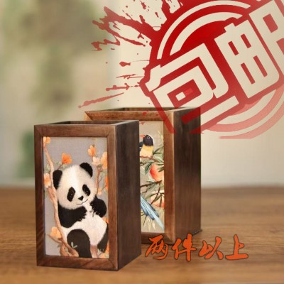 苏绣熊猫刺绣手工双面绣中国特色送老外出国交流熊猫纪念品摆件 1个图2