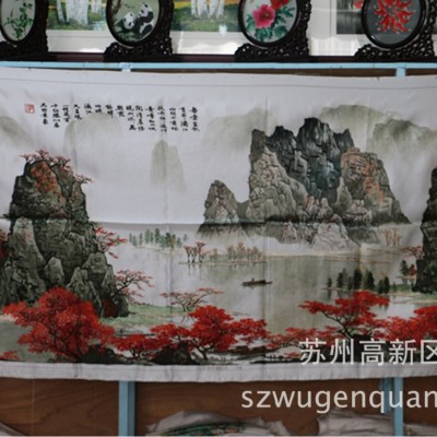 苏绣绣片单面绣客厅家居会议室装饰画苏州手工刺绣山水画批发 1个