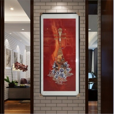 苏绣墙布装饰画苏州刺绣新中式现代装饰画马到成功玄关画玉堂富贵 2件图3