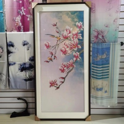 苏绣墙布装饰画苏州刺绣新中式现代装饰画马到成功玄关画玉堂富贵 2件图5