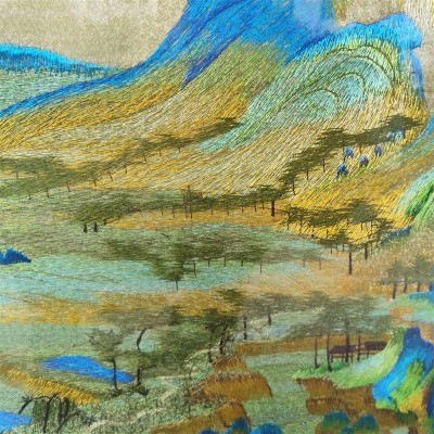 千里江山苏绣客厅挂画苏州刺绣沙发背景墙装饰画山水风景壁画送礼 2副图4