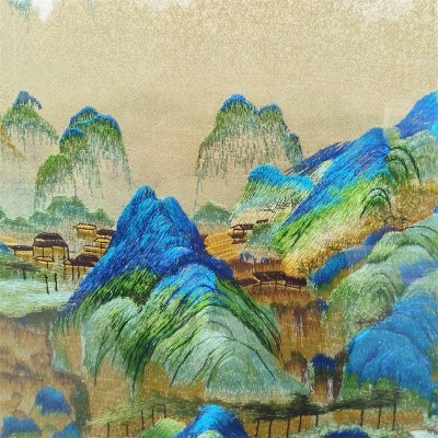 千里江山苏绣客厅挂画苏州刺绣沙发背景墙装饰画山水风景壁画送礼 2副图3