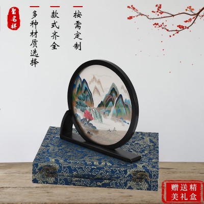 厂家供应手工苏绣成品刺绣摆件 简约现代风格中国特色纪念品批发 2件图2