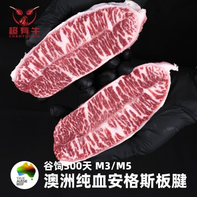 澳洲安格斯板腱牛排M3M5谷饲300天进口原切牛排雪花牛肉健身烤肉 1件