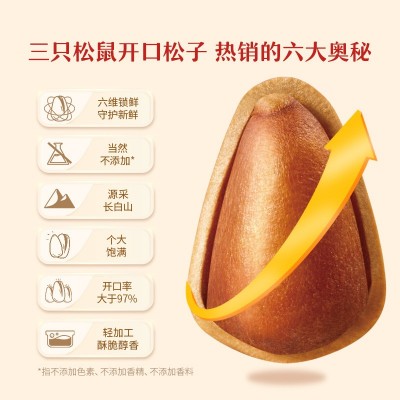 三只松鼠量贩东北松子500g开口松子坚果干果炒货健康休闲零食特产 1件图2