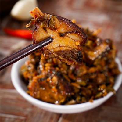 湖南特产腊肉梅干菜拌饭下饭菜268g瓶装农家咸菜外婆菜批发 2瓶图3