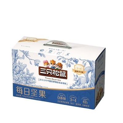【三只松鼠每日坚果750g/30包4+3款】混合干果健康零食 1箱图5
