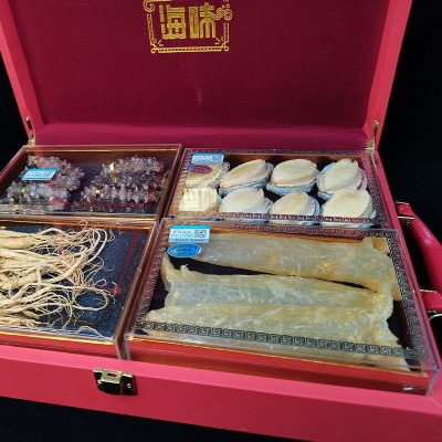 工厂直供礼品人参鱼胶山珍海味淡干海参鲍鱼四拼礼盒海味滋补批发 2盒图4