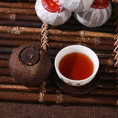 厂家批发2012年新会大红柑柑普茶 勐海陈皮普洱茶熟茶散装500g 1斤