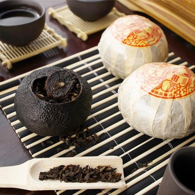 2012年古树大红柑一斤装15年古树普洱熟茶新会天马大红柑特产批发  1斤