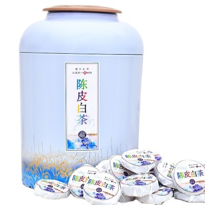 福建陈皮白茶新会老陈皮福鼎白茶寿眉贡眉小茶饼2斤装 1千克图4
