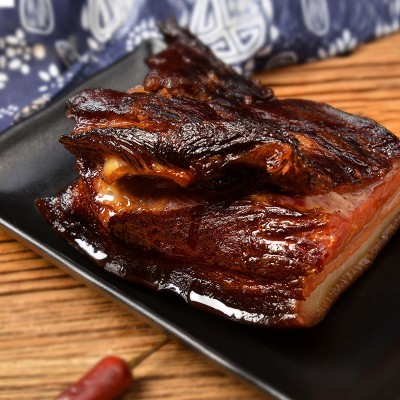 重庆烟熏抽骨五花散装餐饮电商柏树枝熏腊肉批发2斤自制土猪肉 2千克图2