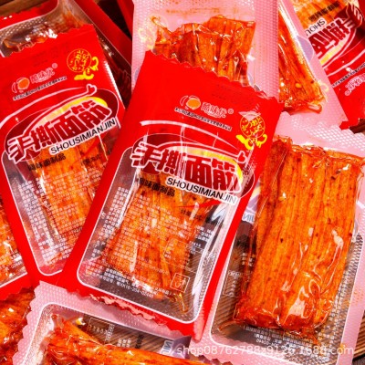 辣条大量批发手撕面筋素食儿时小面筋湖南麻辣休闲小零食厂家包邮 2件图5