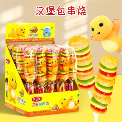 金稻谷28克串烧汉堡橡皮糖软糖创意网红糖果超市零售儿童零食 1盒图2