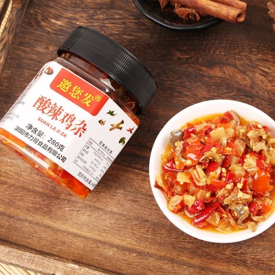 下饭菜泡菜酸辣鸡杂湖南产香辣菜罐装拌饭酱酸萝卜榨菜即食批发 2瓶图3