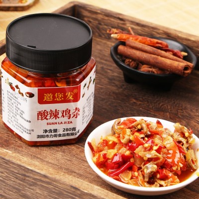 下饭菜泡菜酸辣鸡杂湖南产香辣菜罐装拌饭酱酸萝卜榨菜即食批发 2瓶图2