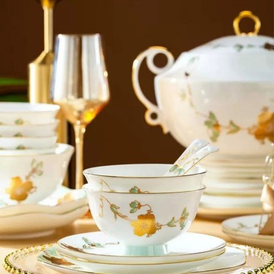 碗碟盘套装家用高端陶瓷碗盘碗筷面碗全套景德镇骨瓷礼品餐具批发 1套图2