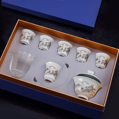 景德镇陶瓷茶具套装开业礼品功夫茶具批发印logo家用仿古盖碗礼品 1件图3