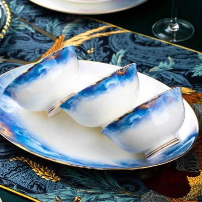 景德镇高骨瓷餐具积分兑换碗碟套装家用陶瓷碗简欧风送礼一件代发 1套图4