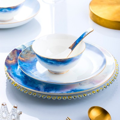 景德镇高骨瓷餐具积分兑换碗碟套装家用陶瓷碗简欧风送礼一件代发 1套图3