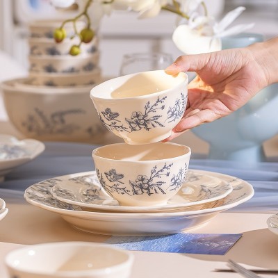 新款法式风碗碟套装家用高颜值ins风陶瓷餐具碗盘碟子乔迁送礼碗 2件图2