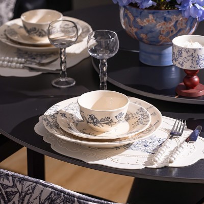 新款法式风碗碟套装家用高颜值ins风陶瓷餐具碗盘碟子乔迁送礼碗 2件图3