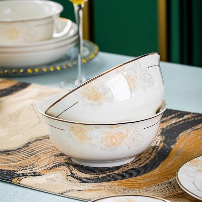 景德镇碗碟家用套装骨瓷餐具礼盒装新中式碗盘筷批发高档礼品餐具 1件图4