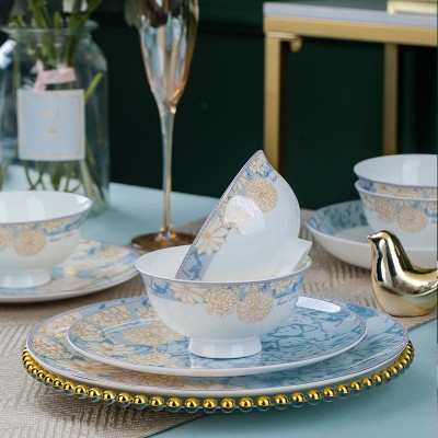 景德镇骨瓷餐具套装家用陶瓷碗简约勺批发乔迁礼品餐具送礼代发 1件图4