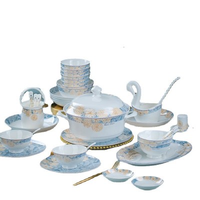 景德镇骨瓷餐具套装家用陶瓷碗简约勺批发乔迁礼品餐具送礼代发 1件图5