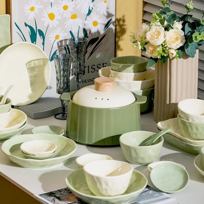 奶油风奶fu款碗碟套装家用陶瓷餐具套装家用碗盘子组合筷菜盘汤盘 1件图3